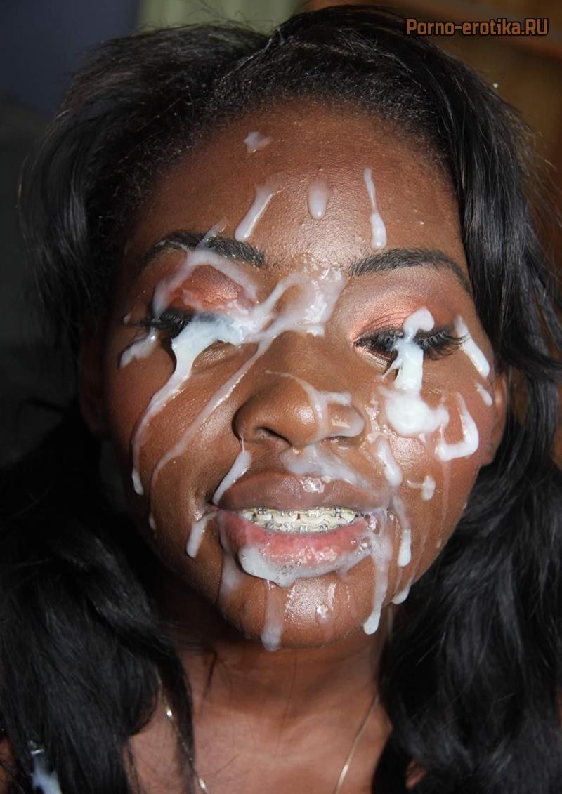Black women on the face of a cumshot