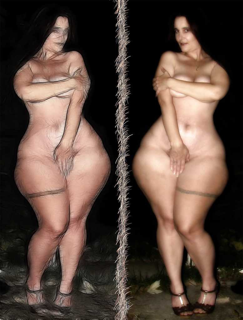 Fat thighs of naked women