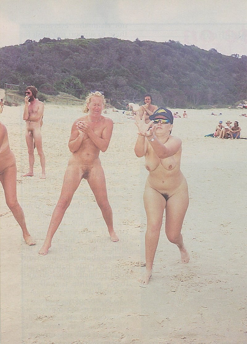 Naked women on the beach retro
