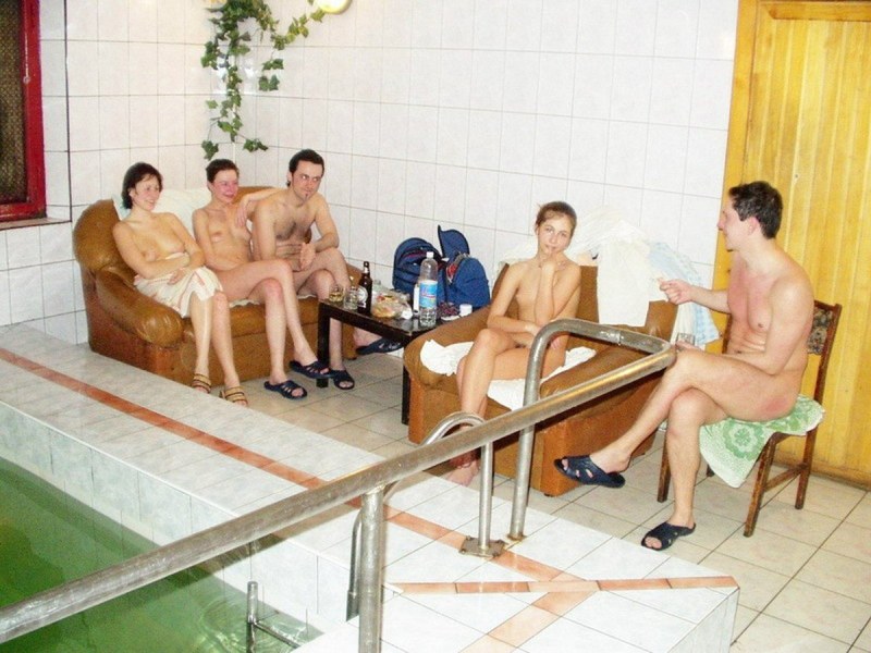 Naked in a public bath