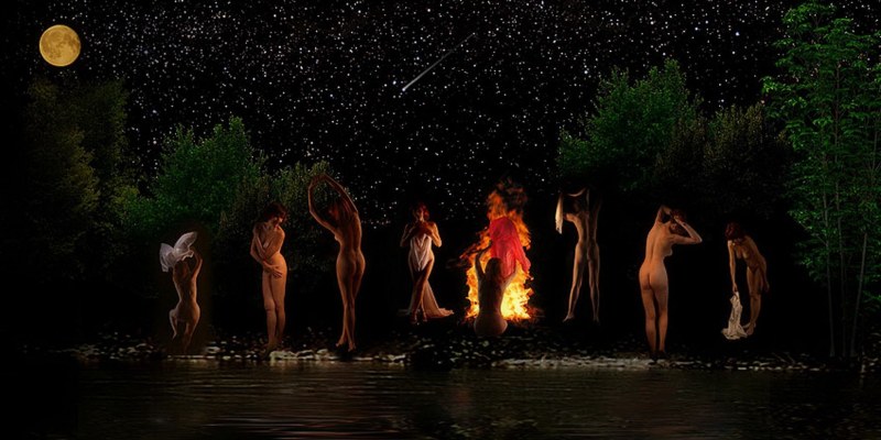 Nude photo shoot in the style of Ivan Kupala