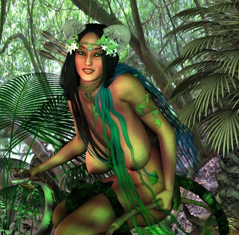 The girl in the jungle masturbates