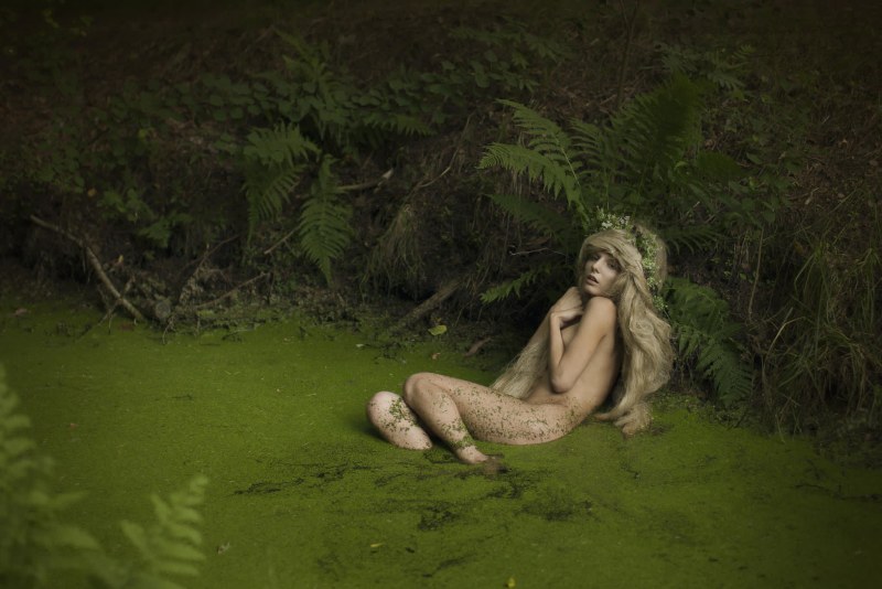 Naked girls in a swamp