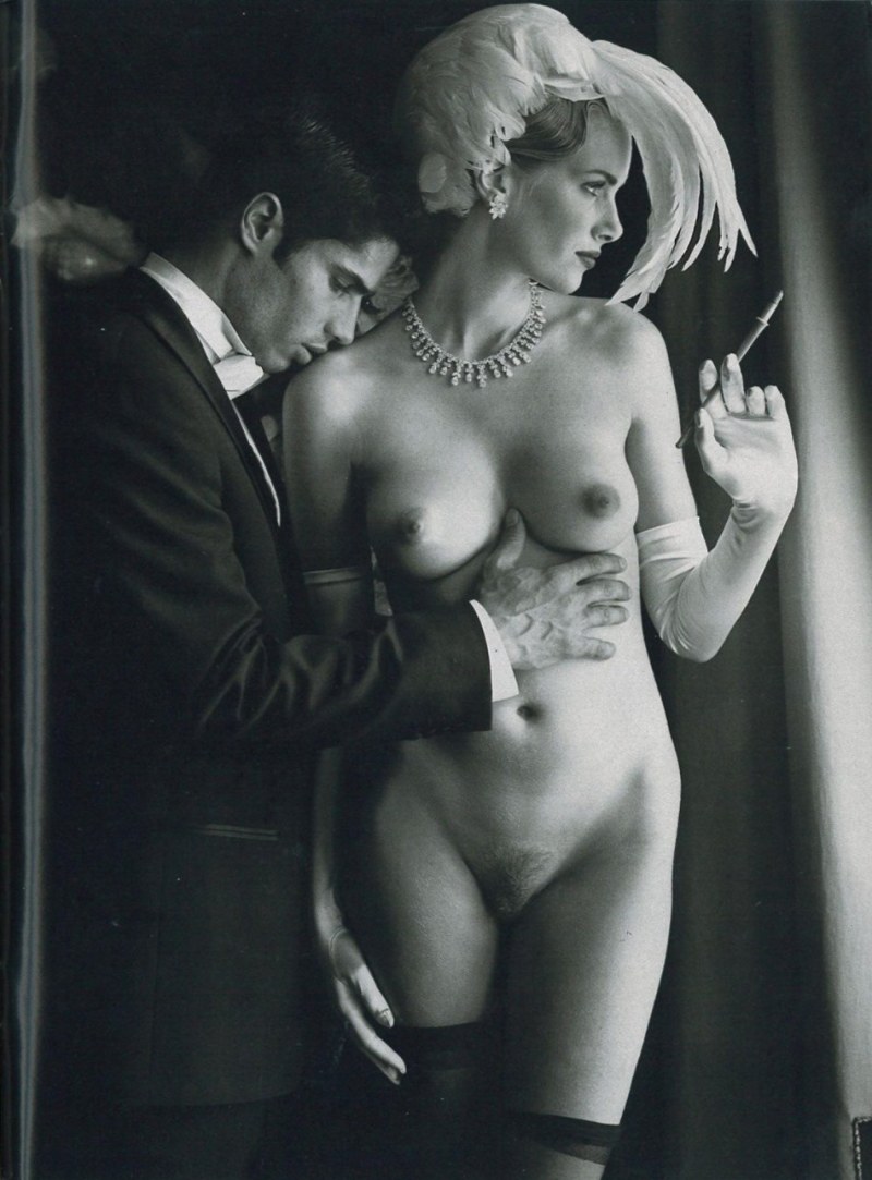 The girl smokes erotically