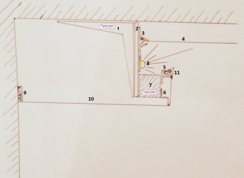 Carnized niche with backlight drawing