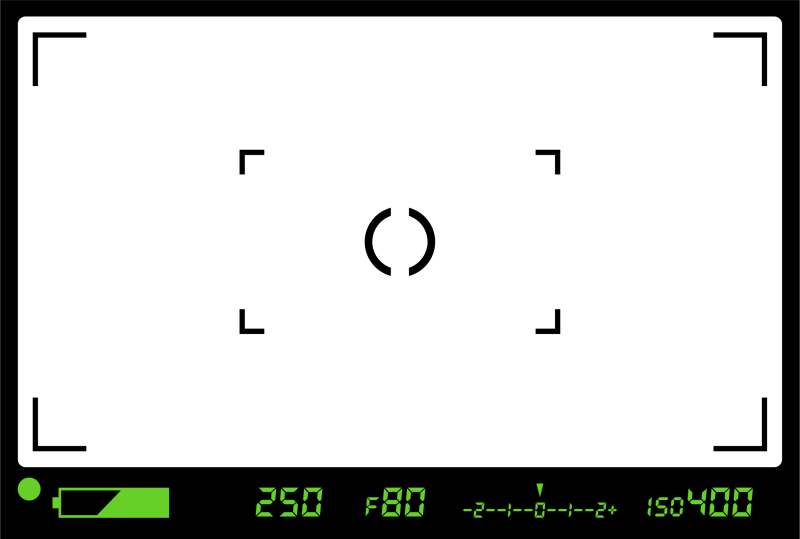 The screen of the viewfinder of the camera