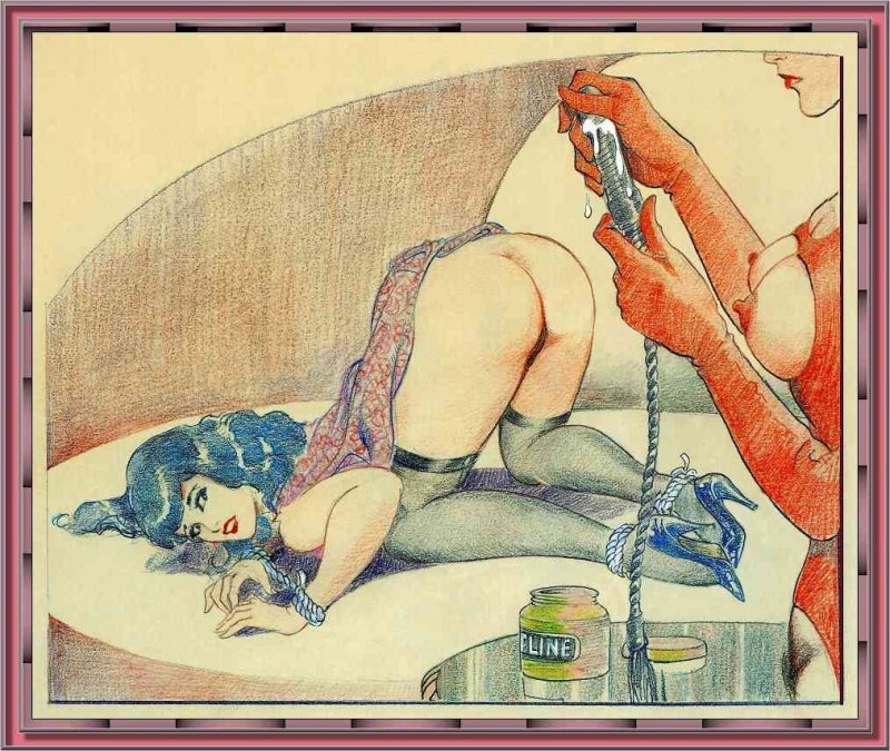 Erotic drawings of the enema