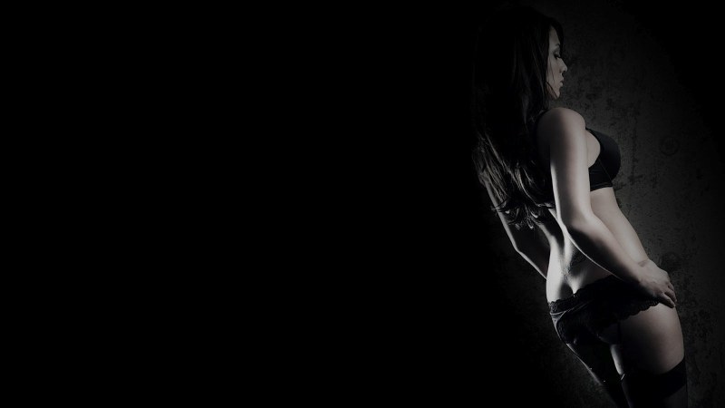 Black background girl