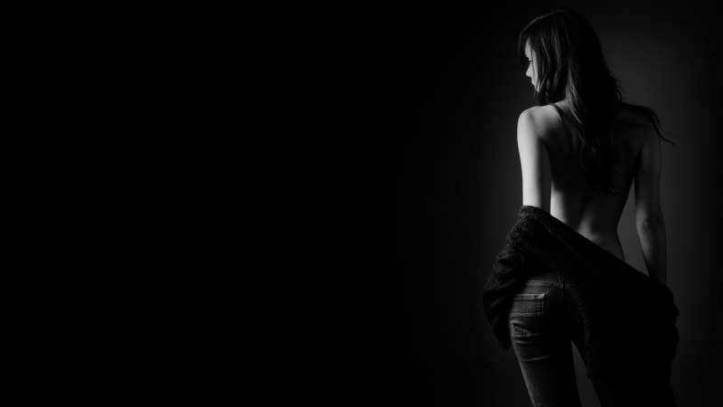 Girl on a dark background