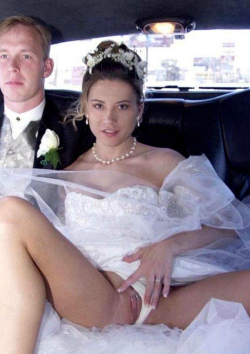 In a wedding dress without panties