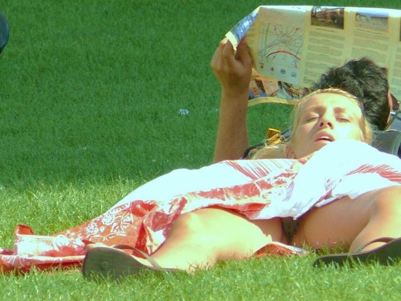 Accidentally lit up pussy on the street