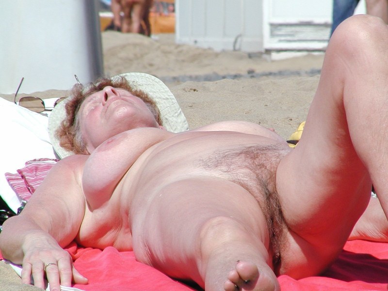 Hairy old women on the beach