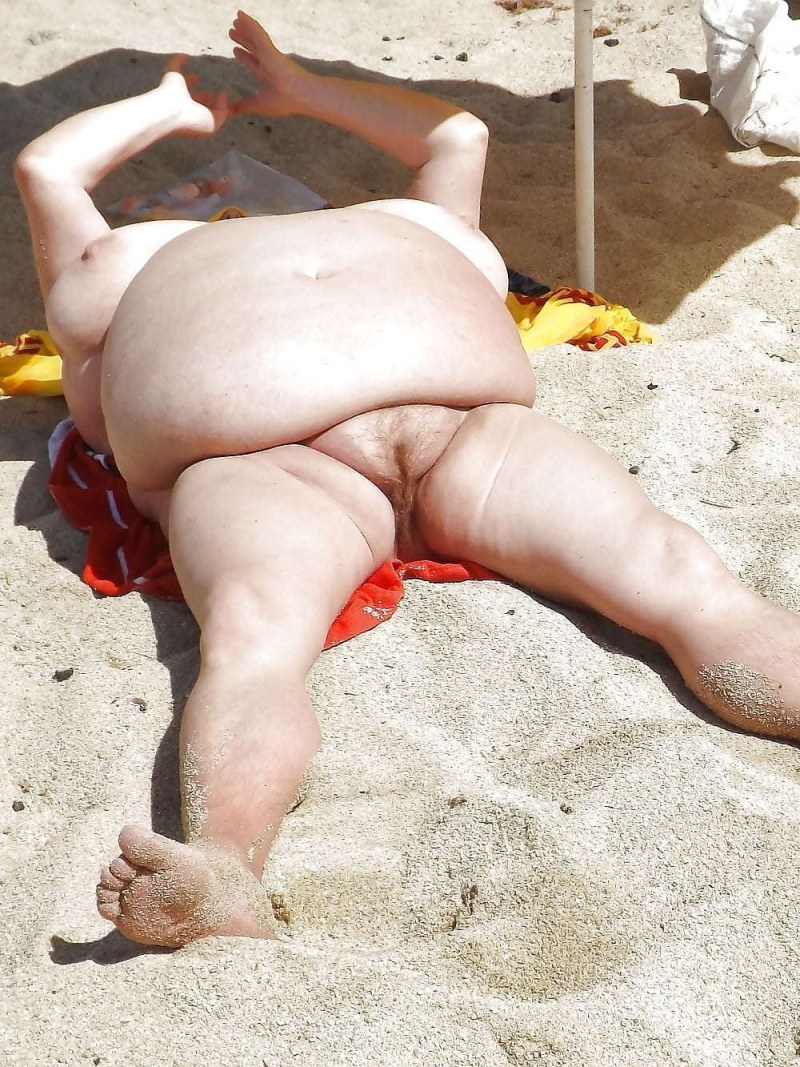 Naked fat old women on the beach