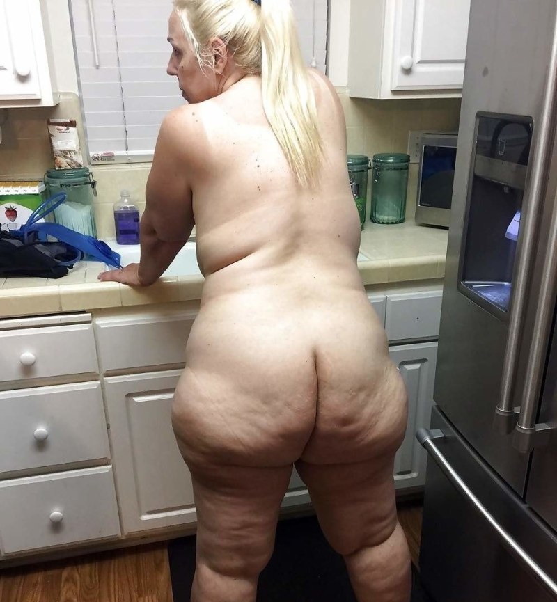 Naked elderly women with cellulite