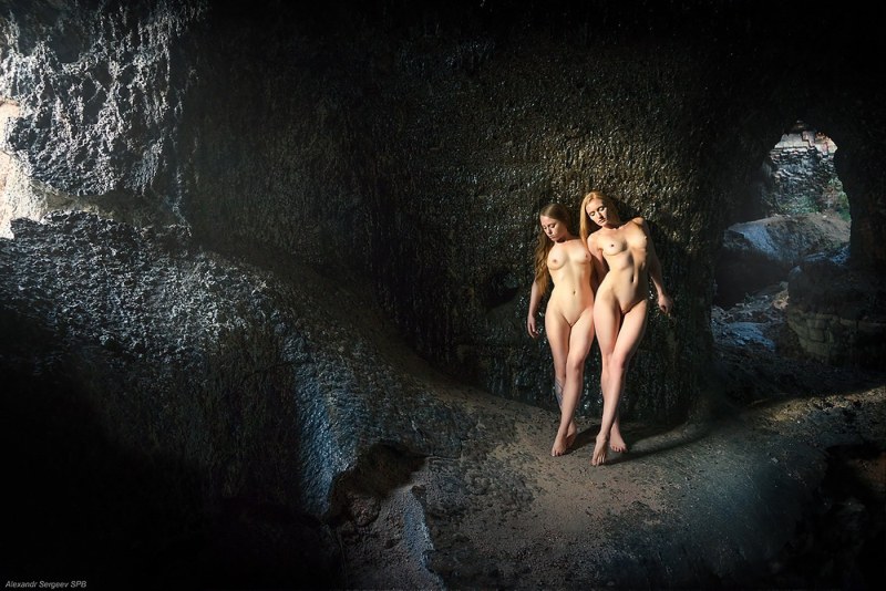 Naked in a cave