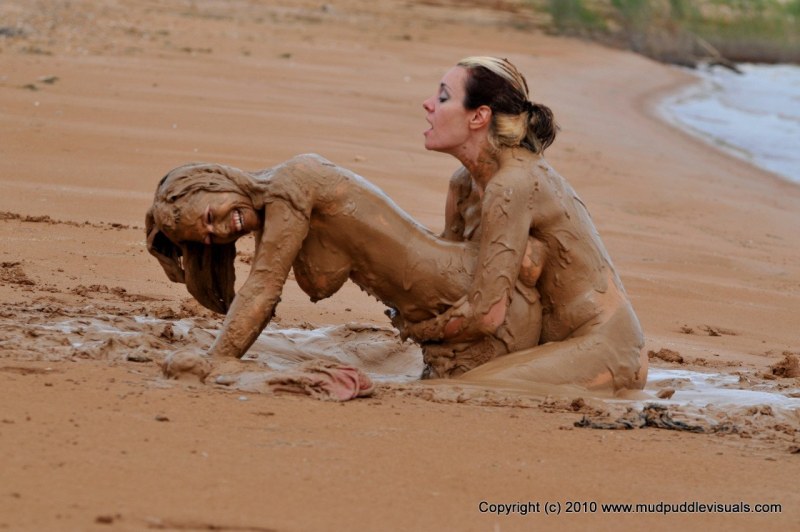 Naked schoolgirls in mud