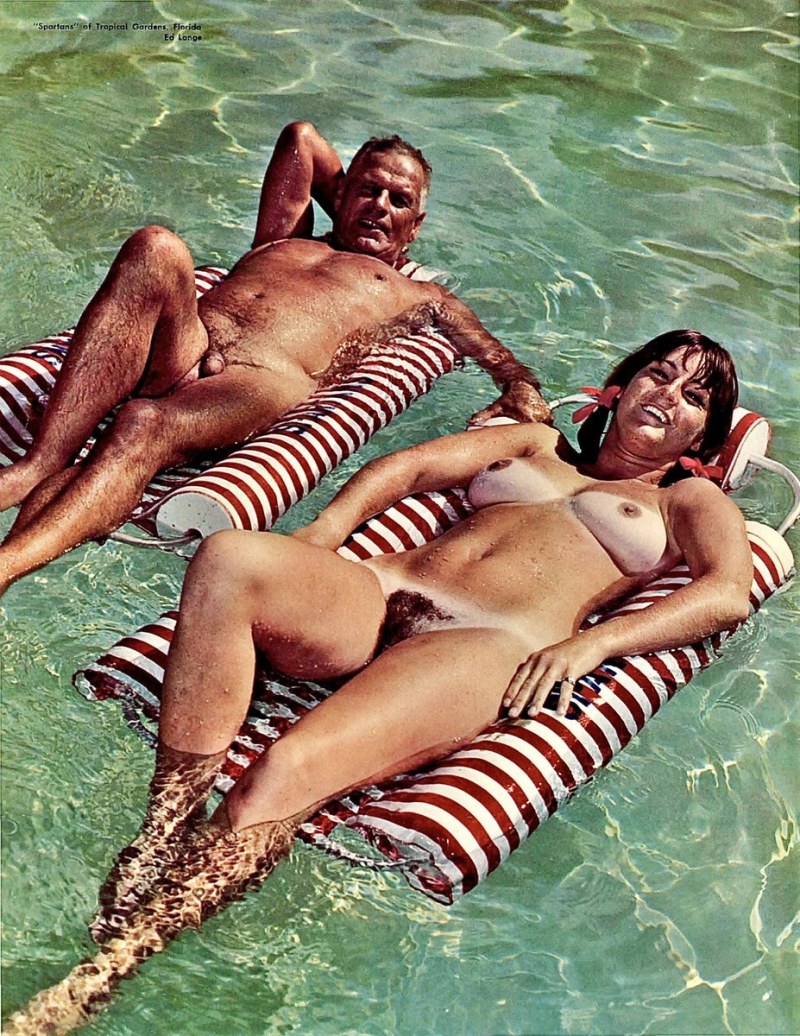 Naked women on the beach retro