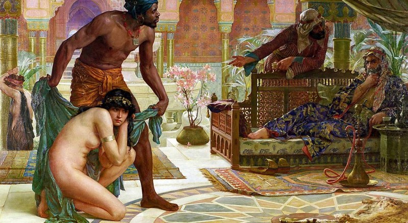 Naked slave in the slave market