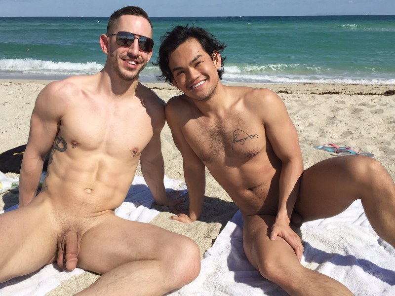 Beautiful naked guys on the beach
