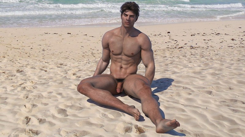 Men on the Nudit beach