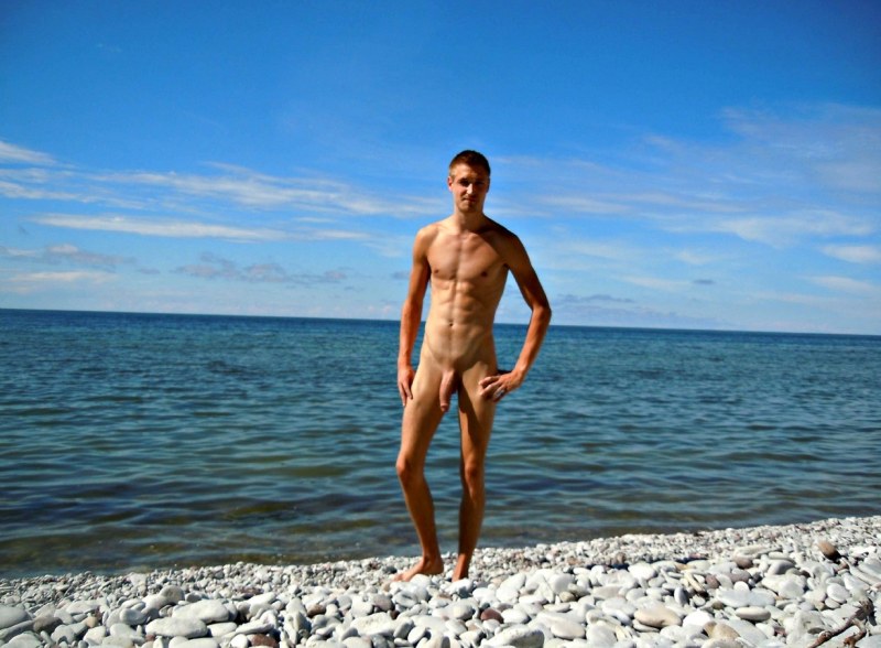 Male nudity on the beach