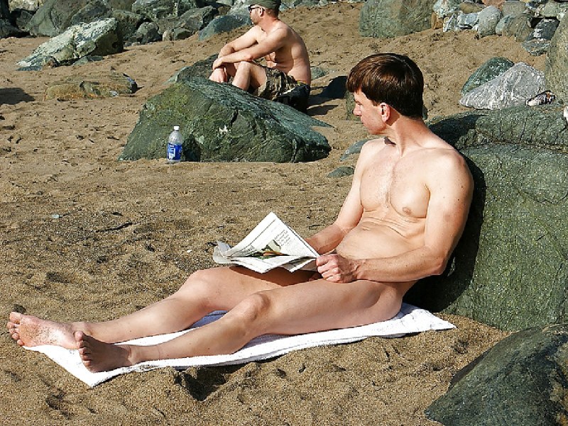Men without panties on the beach with big