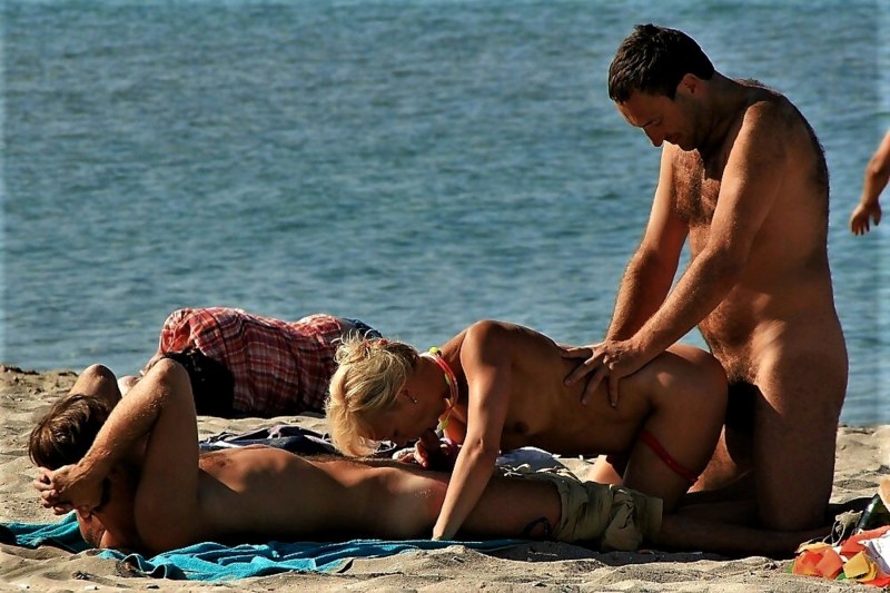 Wife has fun on the beach