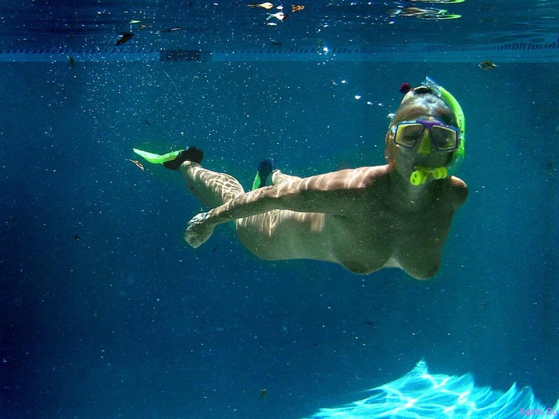 Naked under water diving