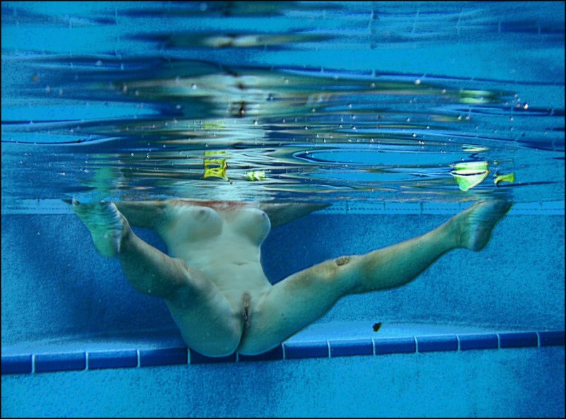 Swimming naked in the pool