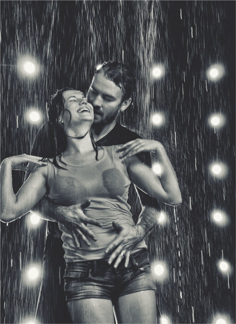 Guy and girl in the rain