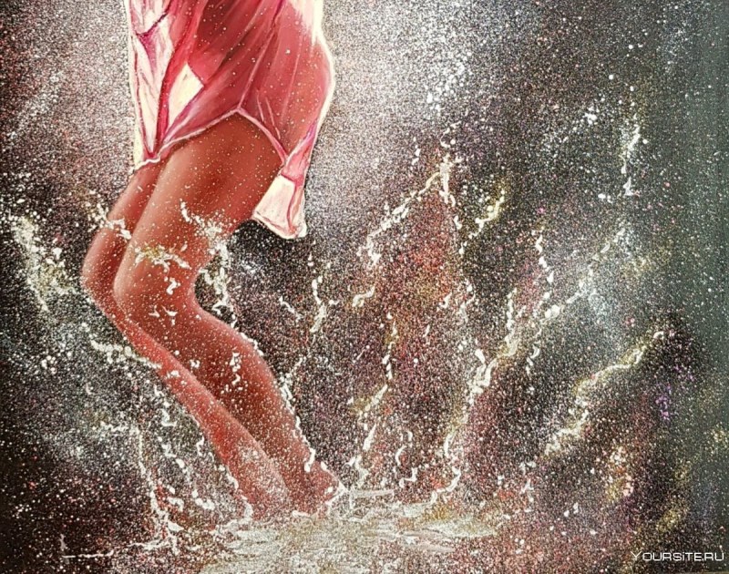 The girl lies in the rain