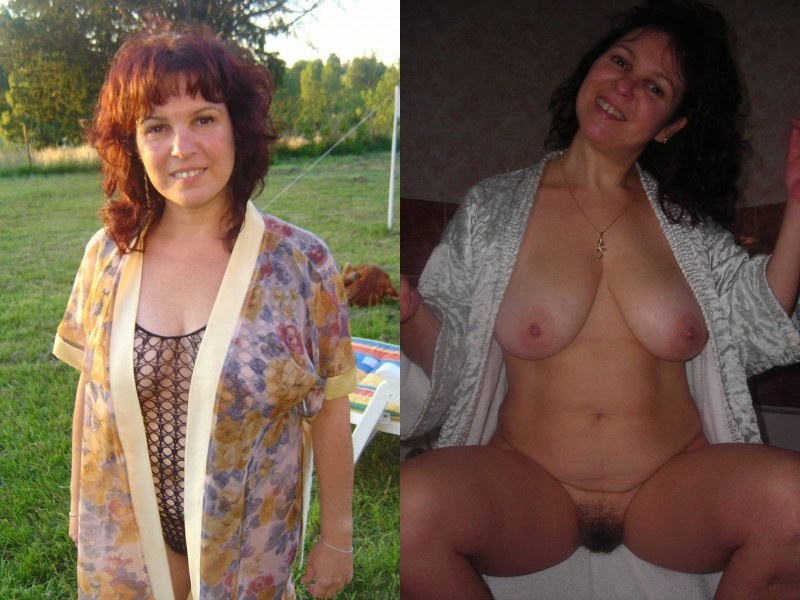 Adult women in clothes and without