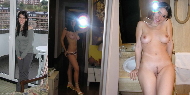 Wife and husband dressed and undressed