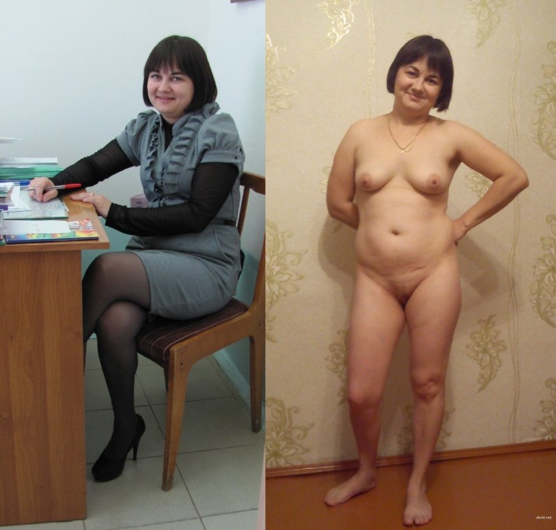 Naked mature in clothes and without