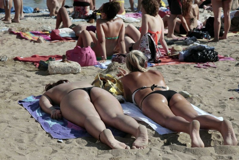 Beautiful girls on a nudist beach