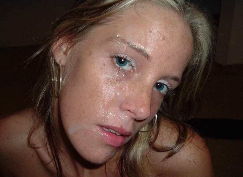 Cum on amateur face