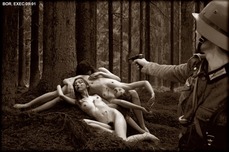 Naked women in front of execution