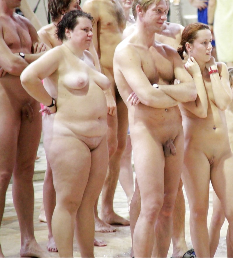 Competition of naked nudists