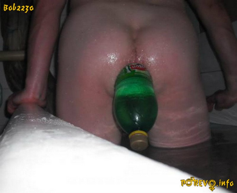 Drunk woman a bottle in the ass