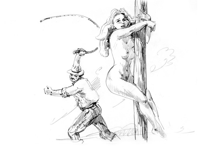 Flogging with rods of naked priests