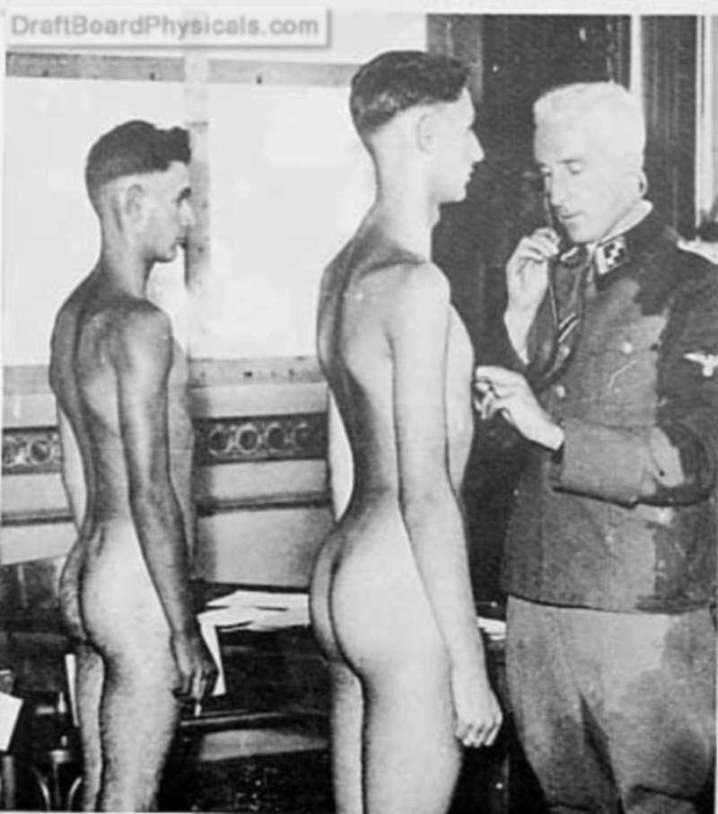 Naked soldiers on a medical examination
