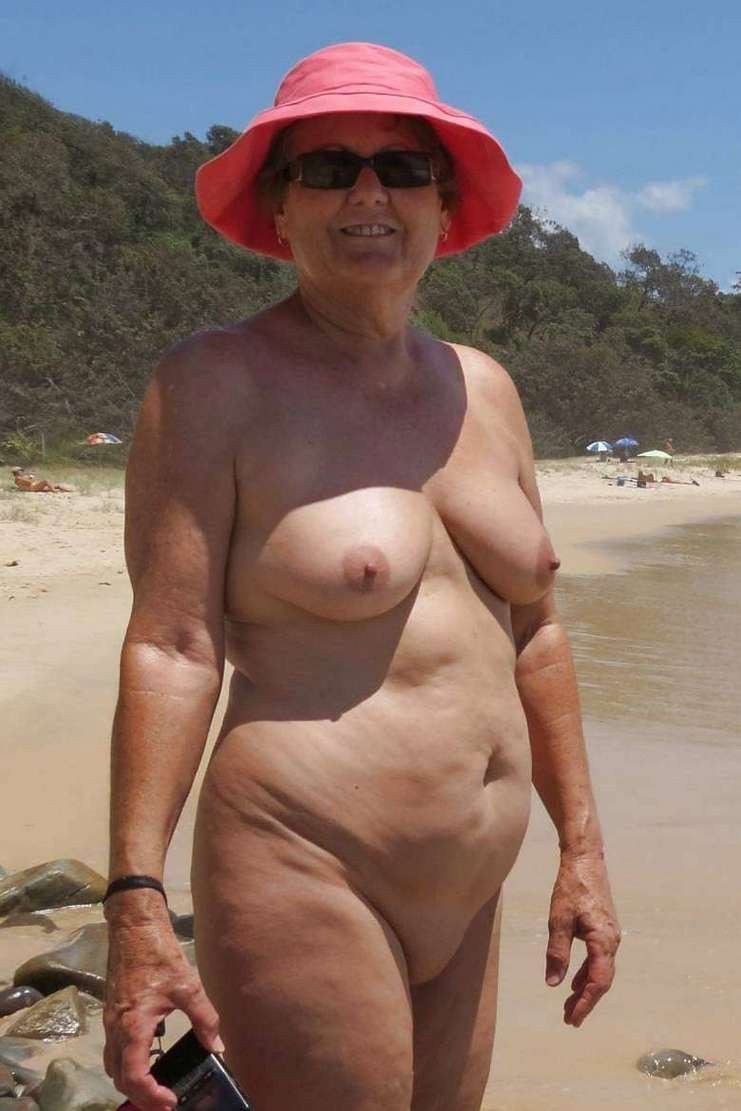 Naked elderly women on the beach