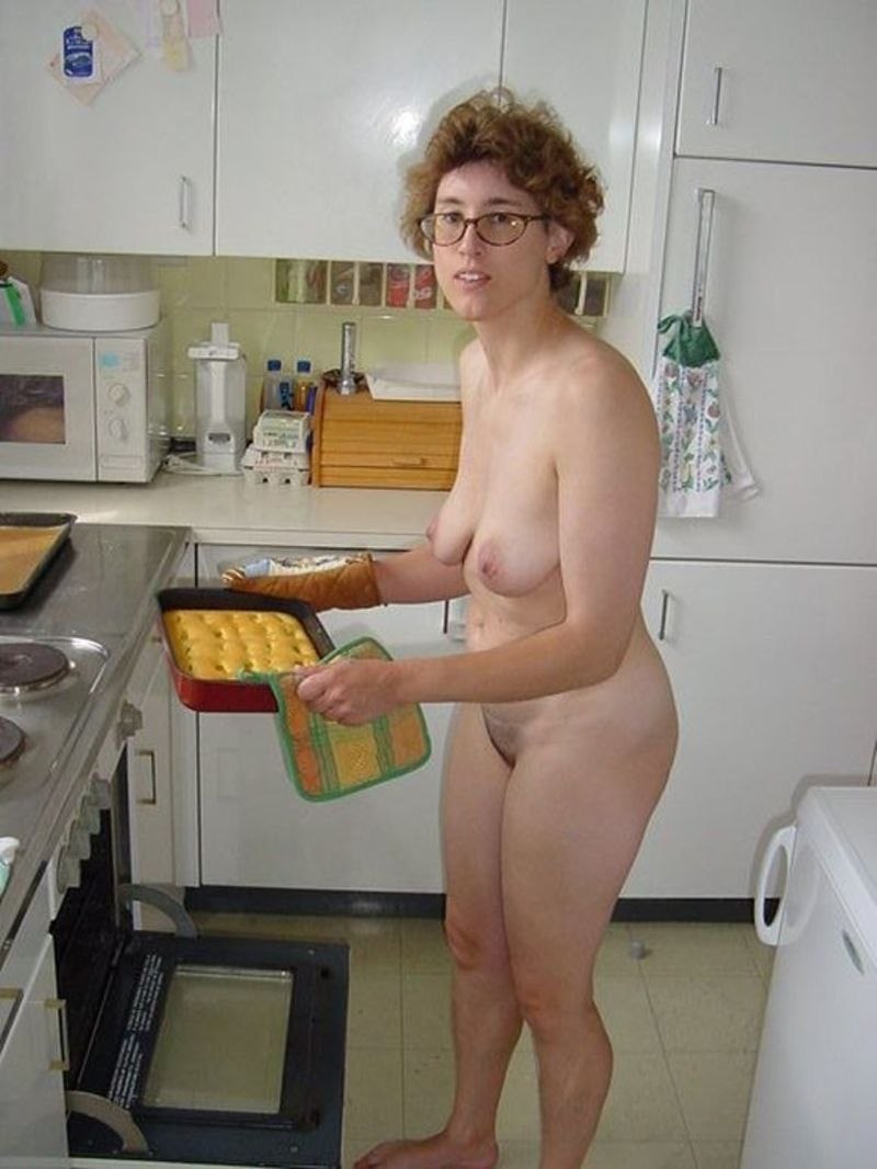Naked women in the kitchen homemade