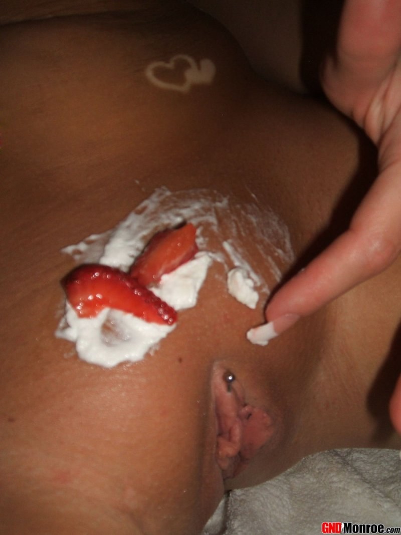 Anal masturbation with whipped cream