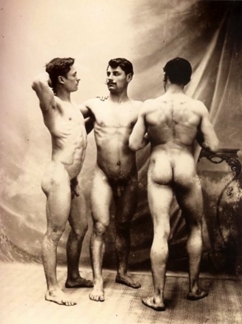 Retro photo of naked guys