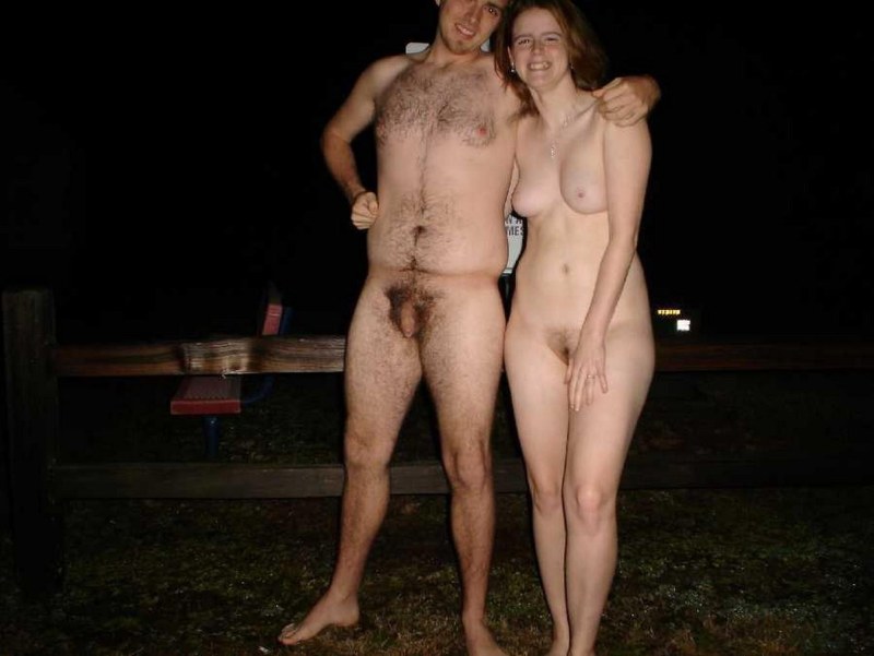 Naked men and women in nature