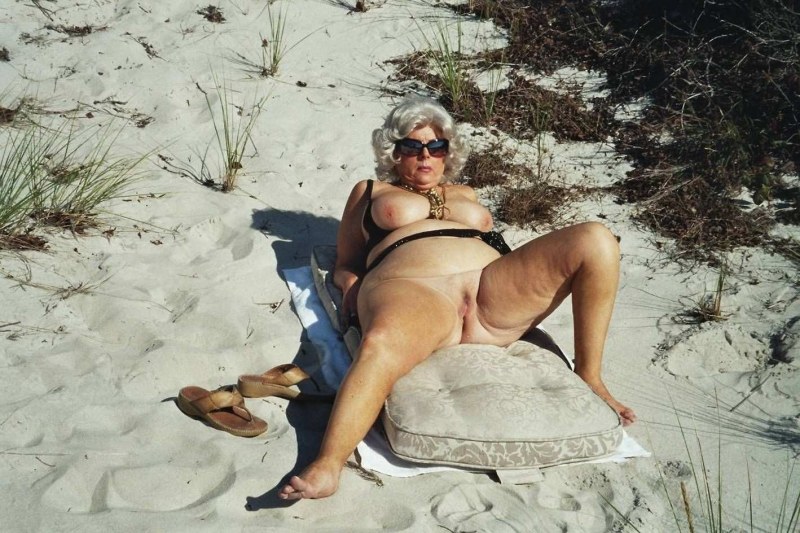 Old women nudist on the beach