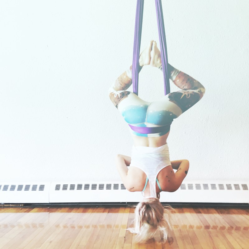 Anti -gravity yoga in hammocks