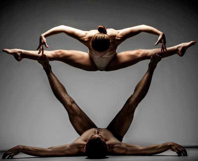 Yoga on hammocks for two