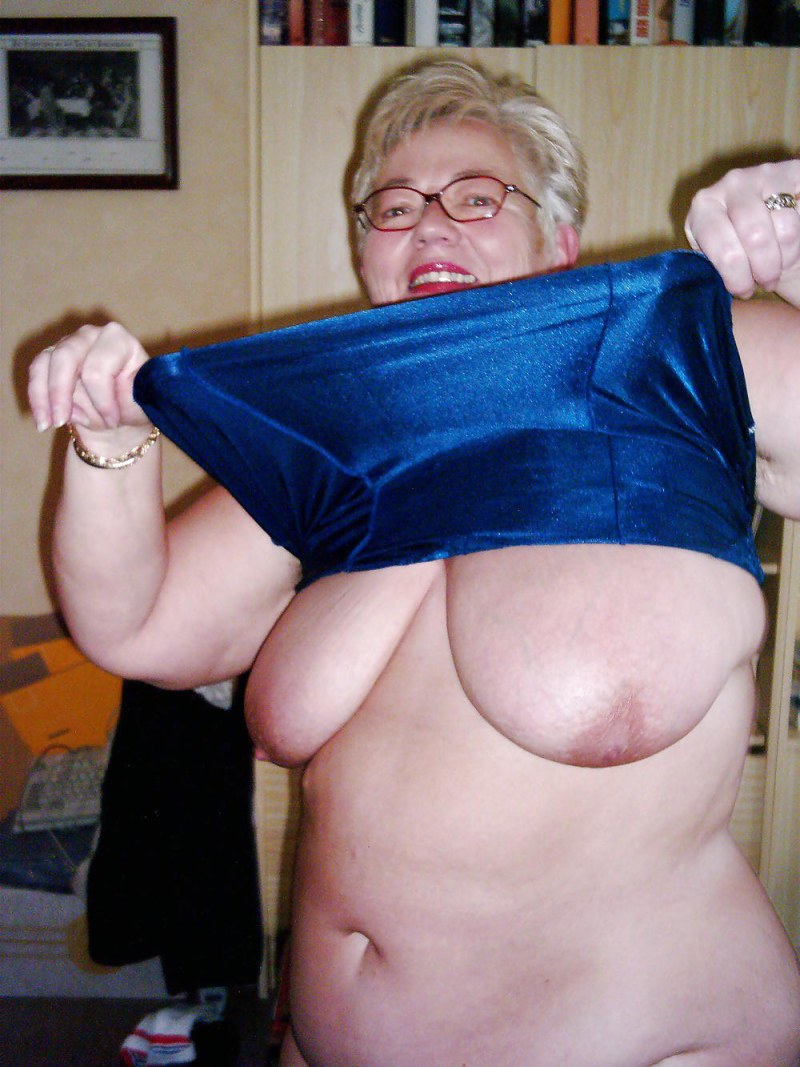 Old women with big tits in a bra